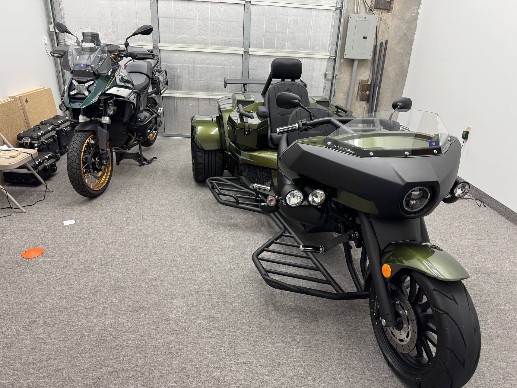 Hans's Rewaco trike parked in his garage